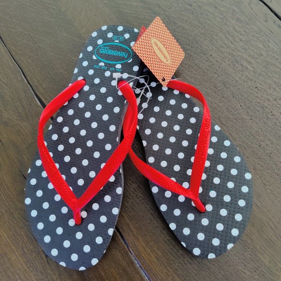 NWT - HAVAIANAS Slim Flip Flop, Polka Dot - Picture 1 of 5
